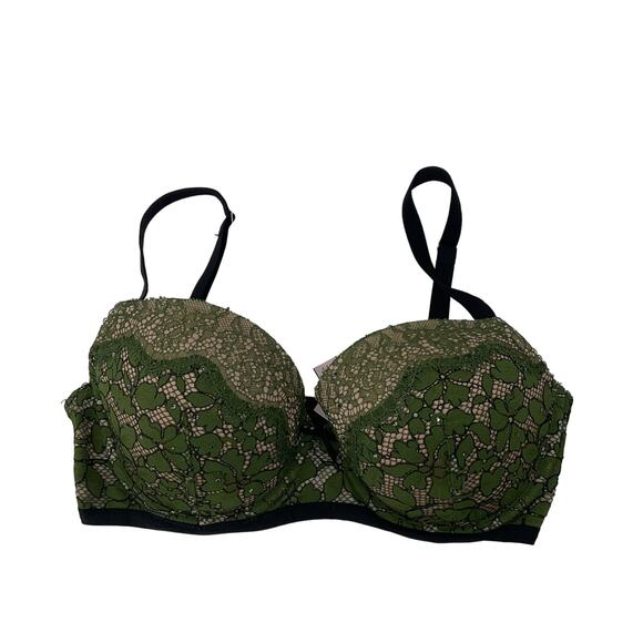 Victorias Secret Women Dream Angels Demi Green Shamrock Push Up Bra 32DD - Picture 1 of 5